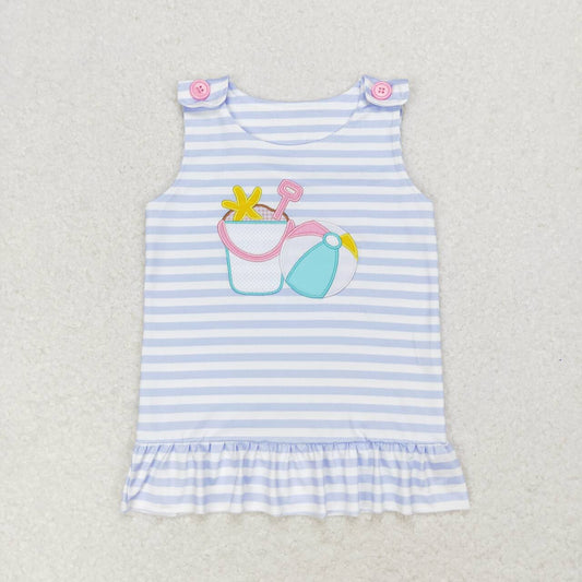 GT0568  Beach Ball Embroidery Stripes Print Girls Summer Tee Shirts Top