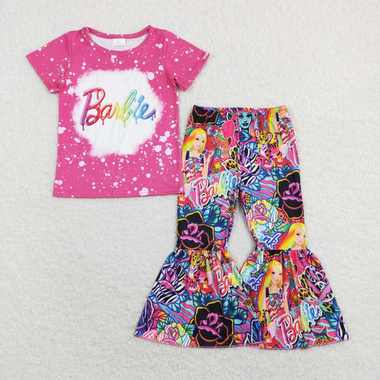 GSPO1282 Colorful BA Flowers Print Girls Clothes Set