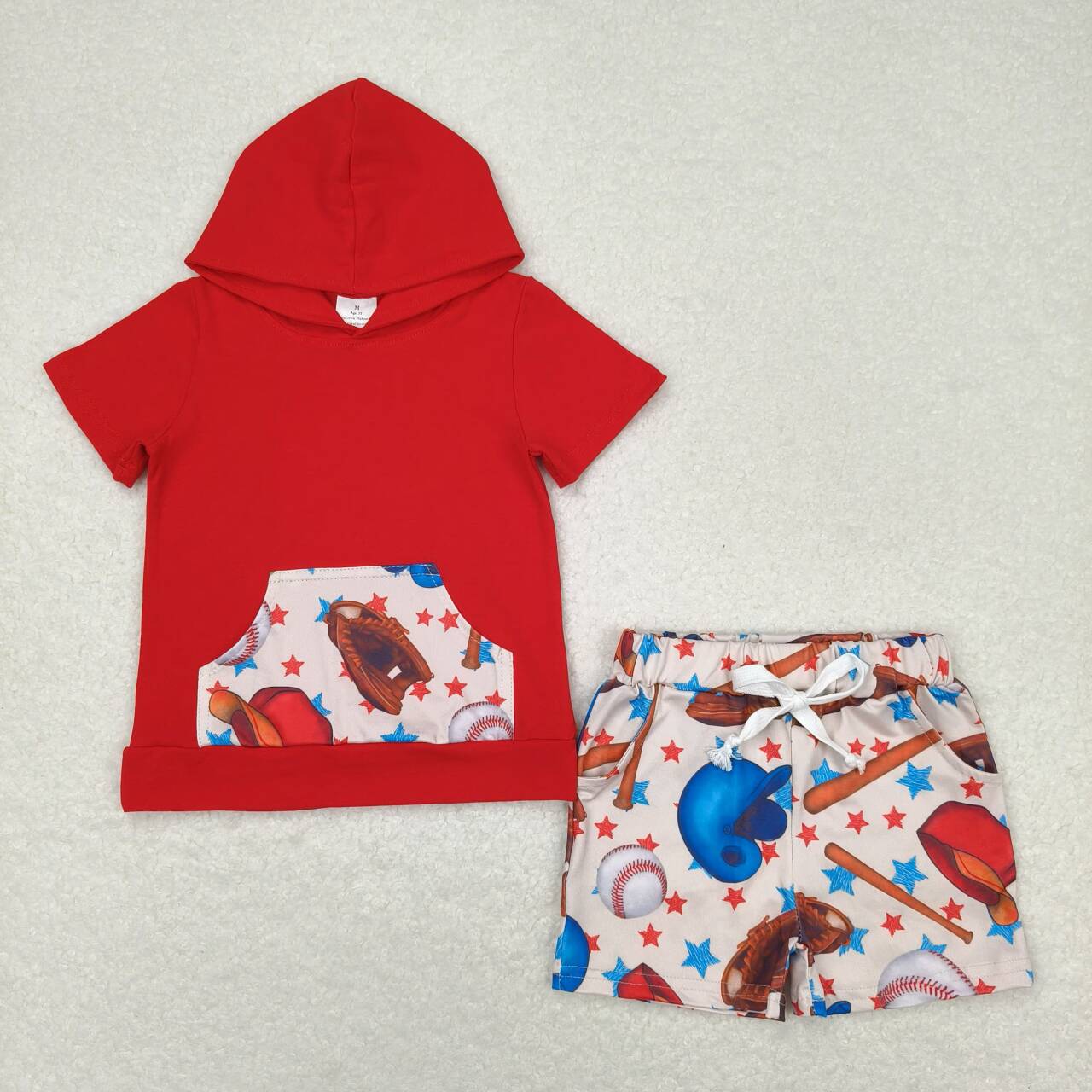 Baseball Red Sibling Summer Matching Clothes Set