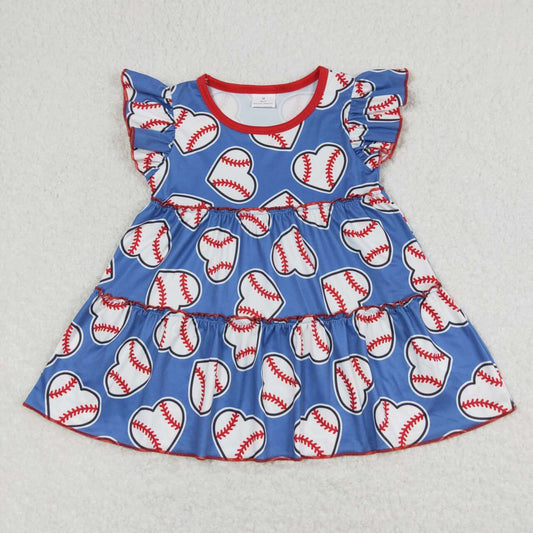 GT0483  Baseball Print Girls Summer Tee Shirts Top