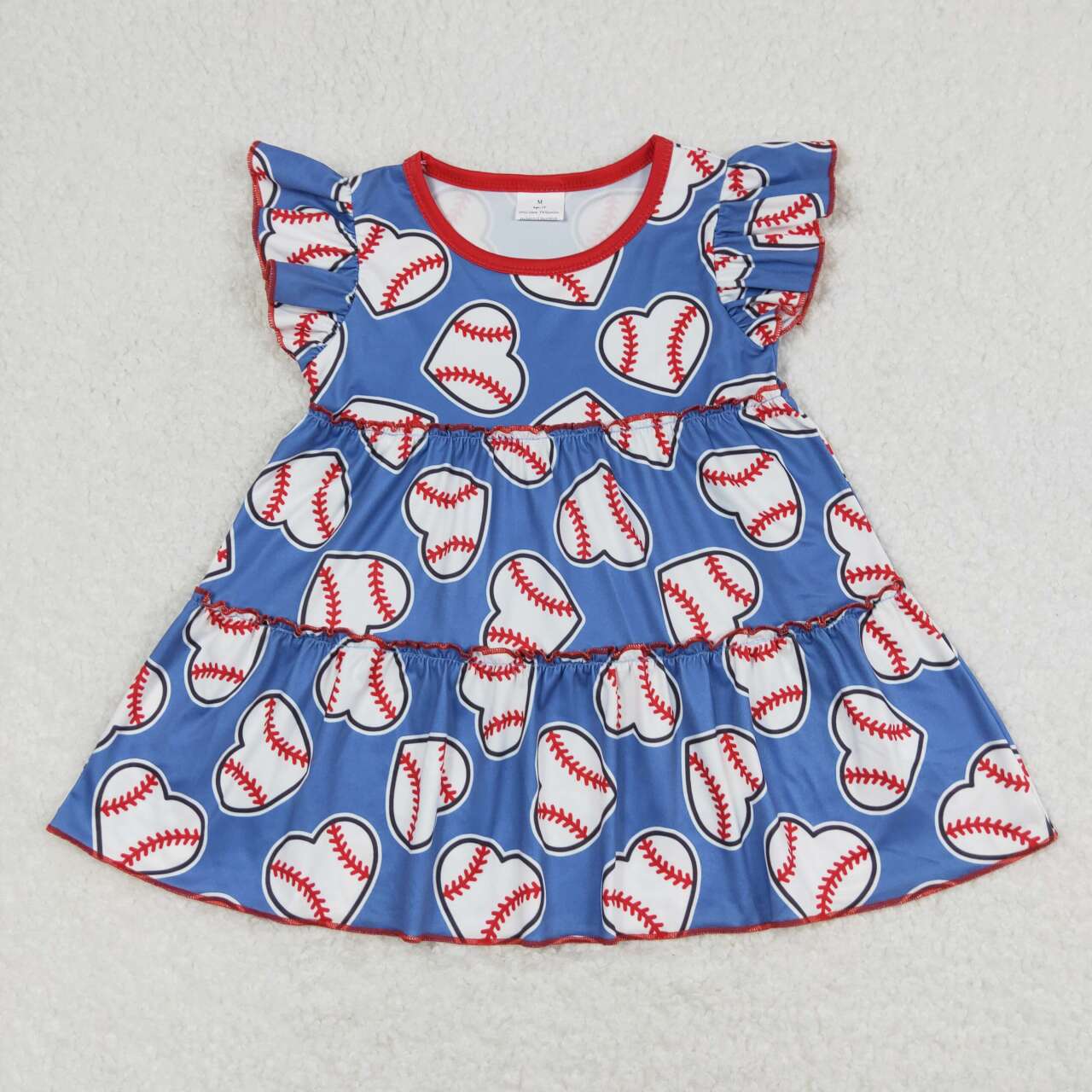 GSSO0634 Baseball Heart Top Red Shorts Girls Summer Clothes Set