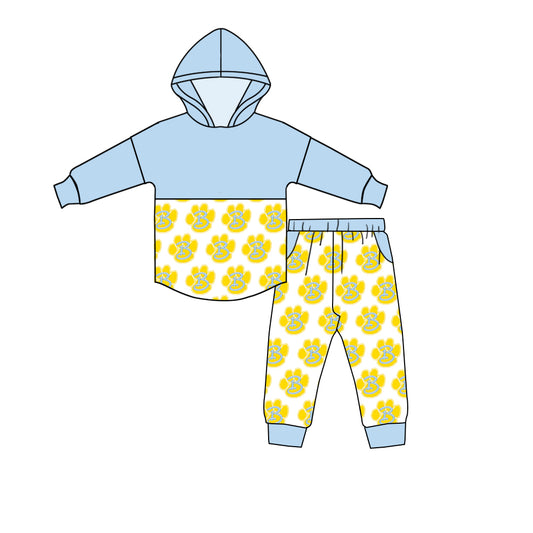 3.7(Custom Design Preorder MOQ 5) Team's Bath Wildcats Hoodie Top Pockets Pants Kids Clothes Set