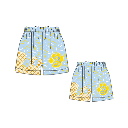 (Custom Design Preorder MOQ 5 Each Design) Team's Bath Wildcats Sprinkles Print Summer Bottom Shorts Mom and Me Matching Clothes