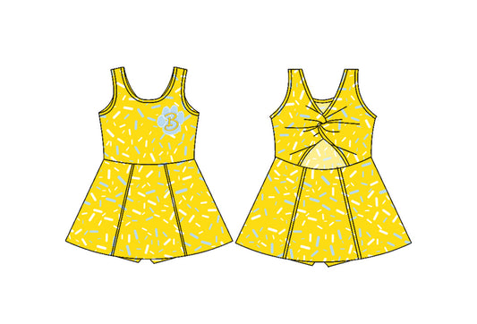 (Custom Design Preorder MOQ 5) Team's Bath Wildcats Print Backless Top Shorts Skirts Girls Summer Yoga Dress