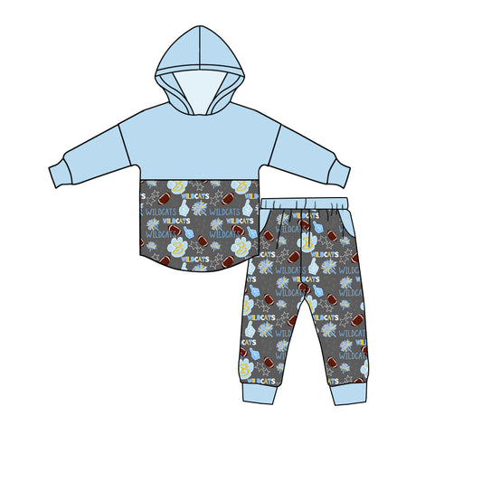 (Custom Design Preorder MOQ 5) Team's Bath Wildcats Hoodie Top Pockets Pants Kids Clothes Set