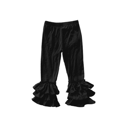 (Custom Design MOQ 5) Black Girls Ruffles Legging Pants