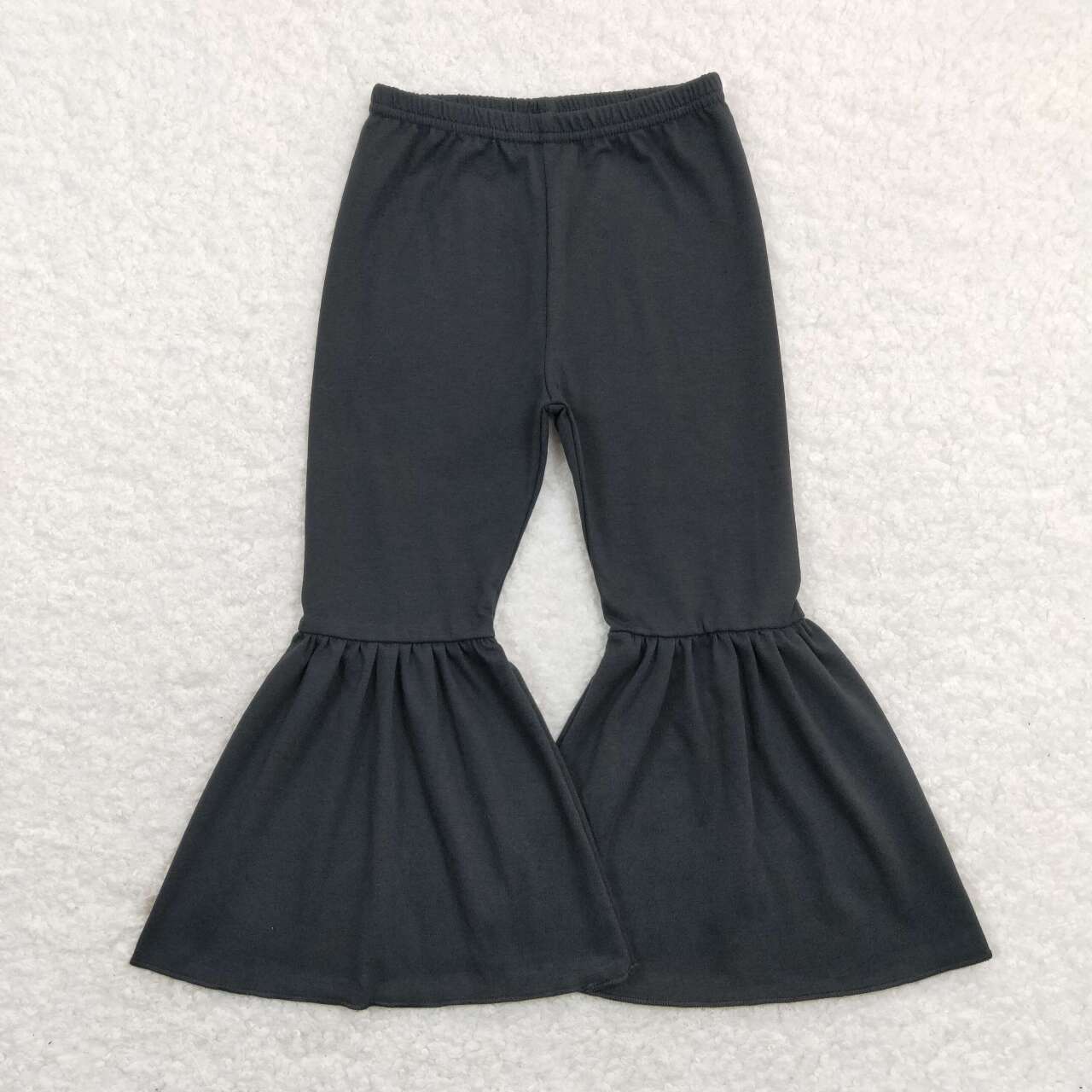 P0422 Girls Black Cotton Bell Bottom Pants