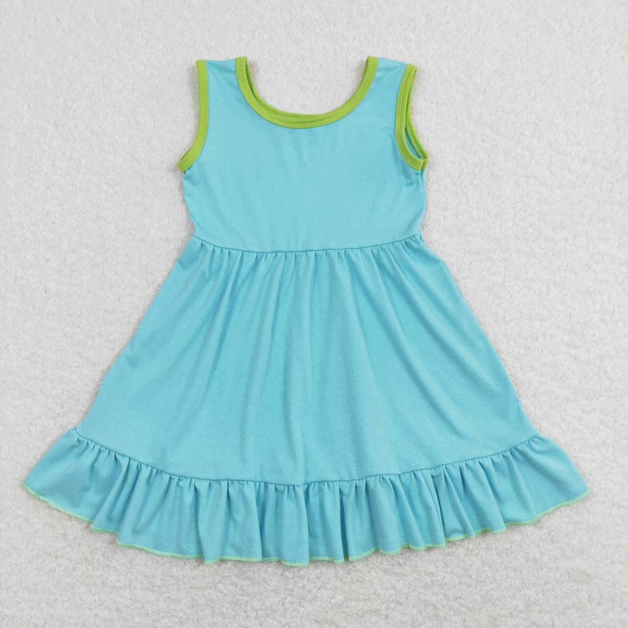 GSD0657 Blue Girls Summer Knee Length Dress