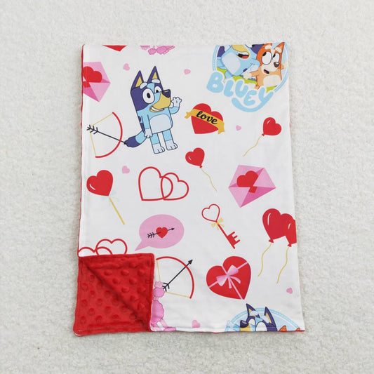 BL0116  Cartoon Dog Heart Print Kids Valentine's Blanket