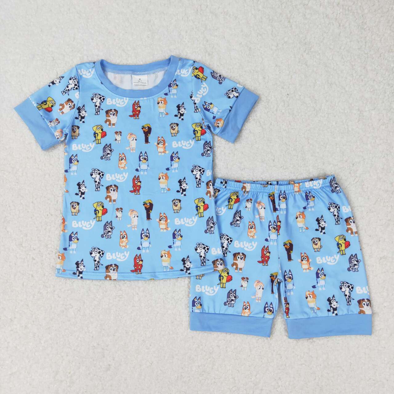 BSSO0853 Blue Cartoon Dog Print Boys Summer Pajamas Clothes Set