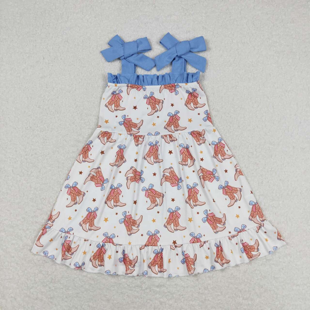 GSD1166  Boots Print Girls Knee Length 4th of July Dress