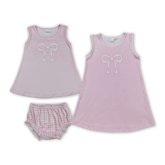 Bow Pink Print Sisters Summer Matching Clothes
