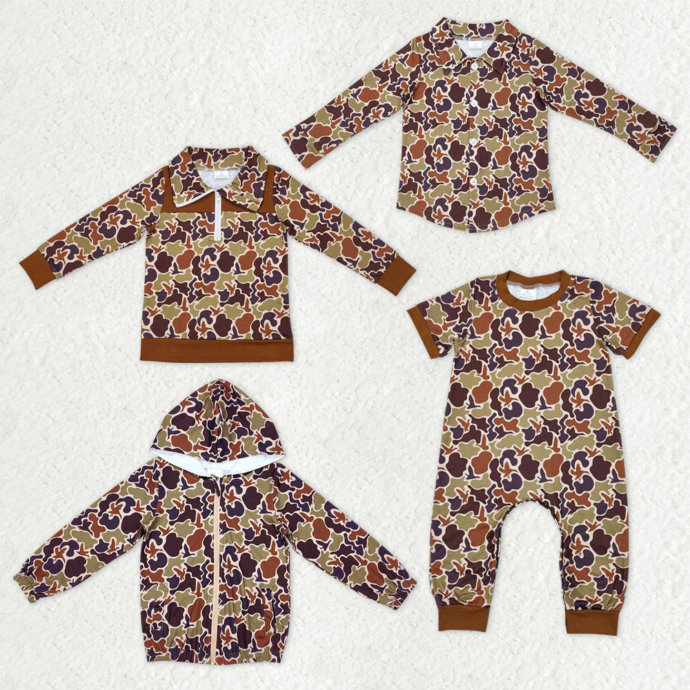 Brown Camo Duck Print Boys Hunting Matching Clothes Brothers Wear