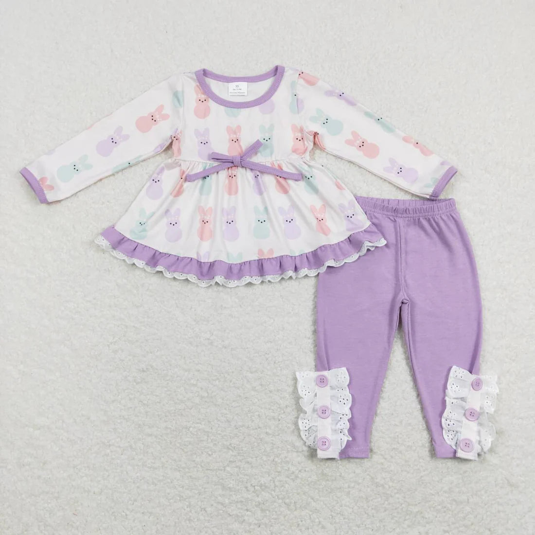 Bunny Purple Print Sisters Easter Matching Clothes