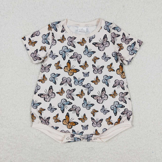 SR1558  Butterfly Print Baby Girls Summer Romper
