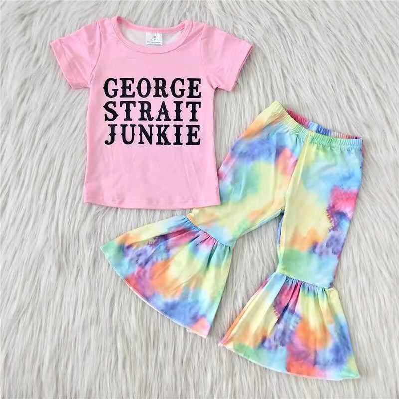 (Promotion) C0-4 Pink top tie-dye bell bottom pants outfits