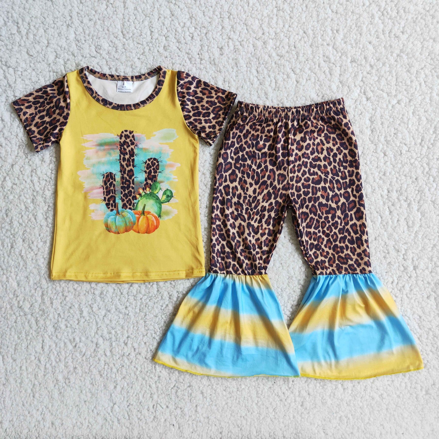 (Promotion) C1-10 Cactus pumpkin top leopard bell pants western outfits