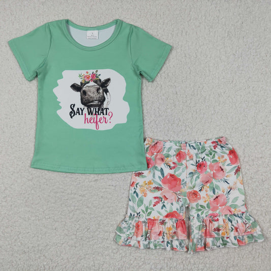 (Promotion)Say what heifer ruffles shorts summer outfits C4-16