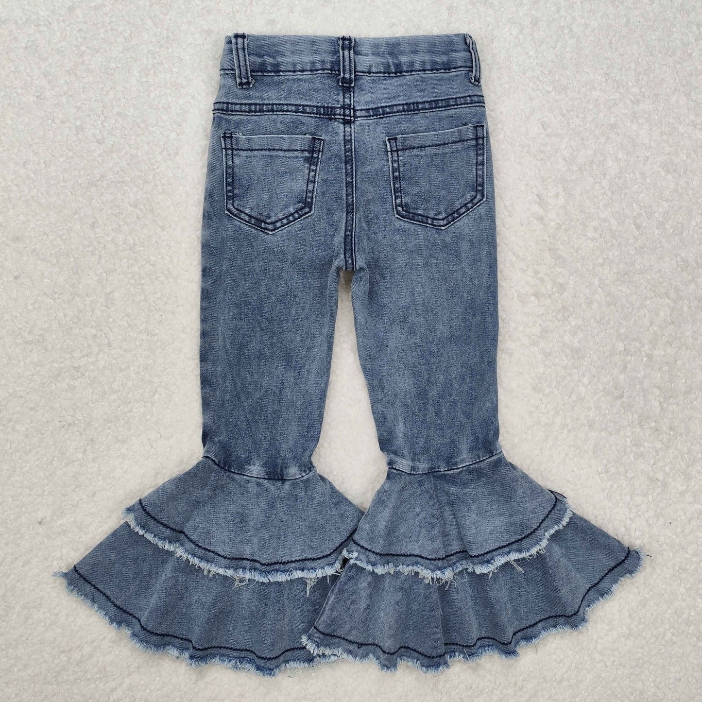 Washed Blue ruffle denim jeans          C5-15