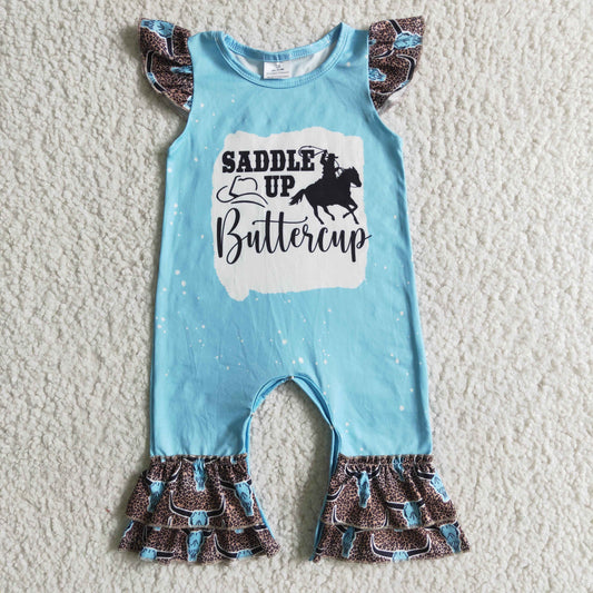 (Promotion)C5-20  Rodeo Print Baby Girls Summer Romper