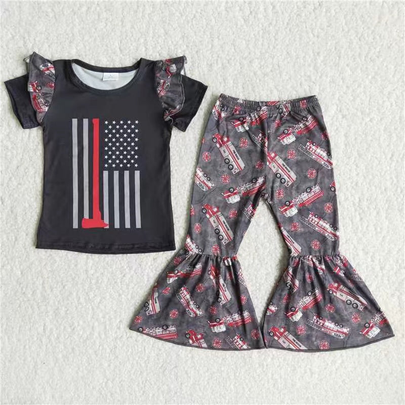 (Promotion) C7-24Short sleeve bell bottom pants outfits