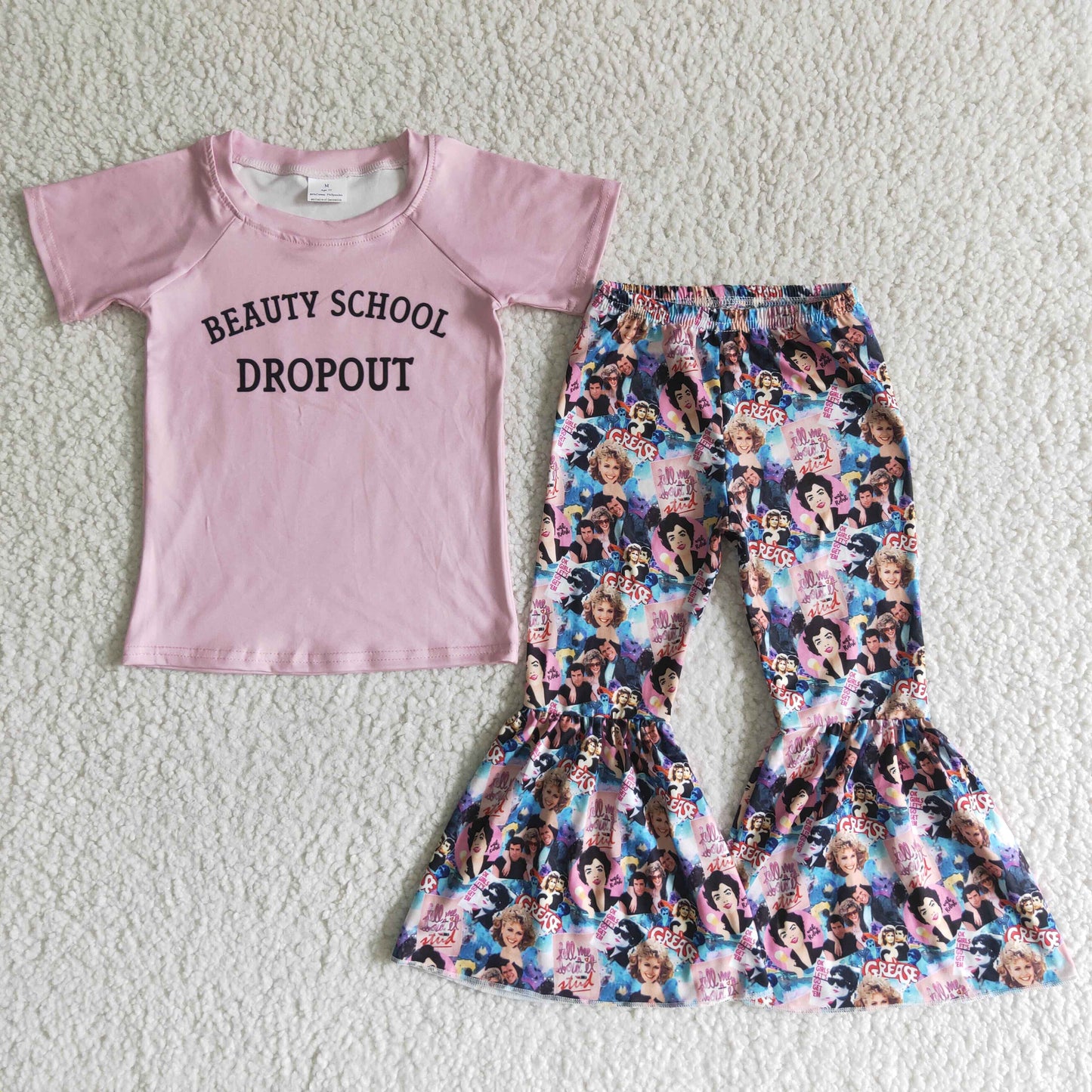 (Promotion) C7-6 Short sleeve pink top singer bell bottom pants outfits