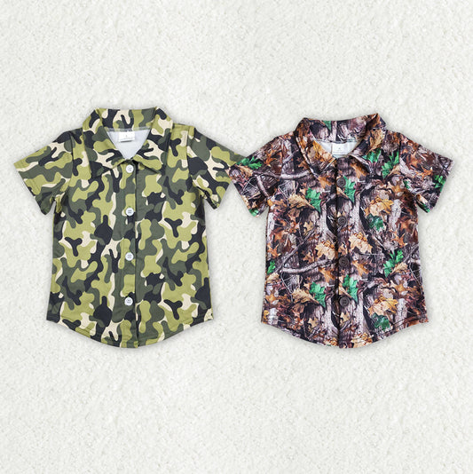 Camo Print Boys Summer Short Sleeve Tee Shirts Top Brothers Wear