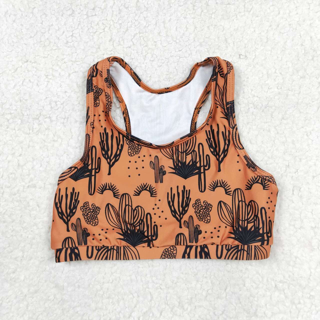 GT0518  Brown Cactus Print Girls Summer Tee Shirts Top