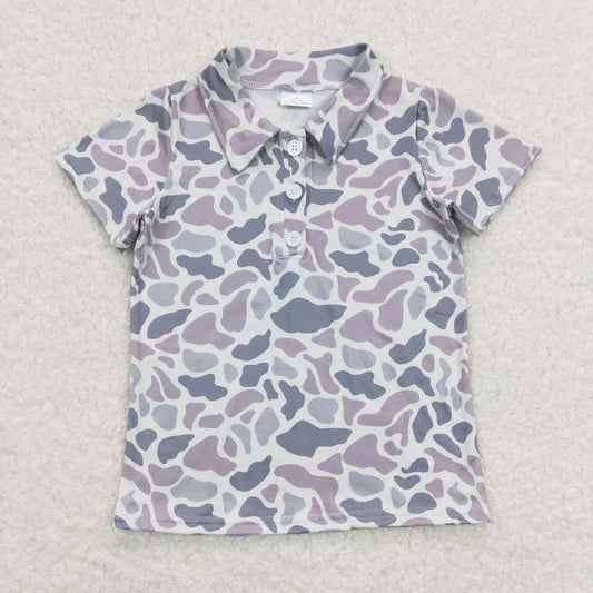 BT0597  Camo Print Boys Summer Polo Tee Shirts Top