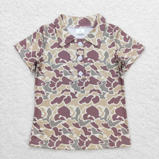 BT0640  Camo Print Boys Summer Polo Tee Shirts Top