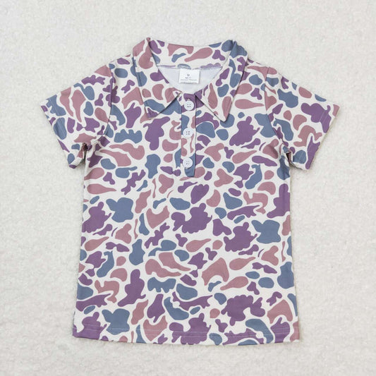 BT0641  Camo Print Boys Summer Polo Tee Shirts Top