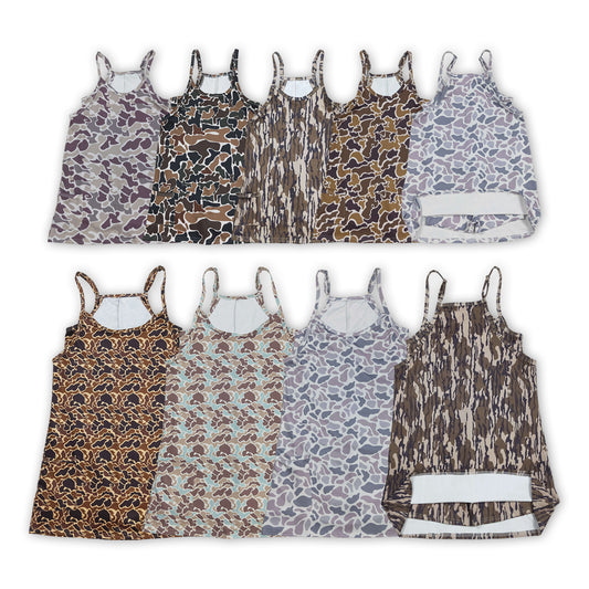Camo Print Strap Pockets Mom and Me Summer Yoga Dress