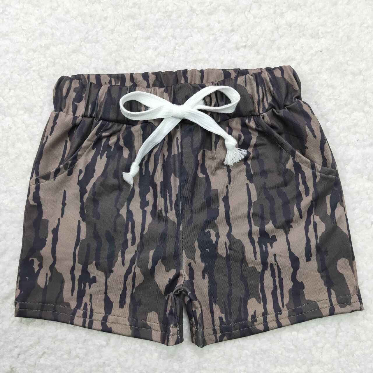 BSSO0609 Yellow Pocket Top Camo Shorts Boys Summer Clothes Set