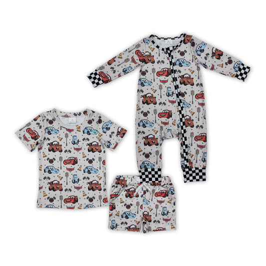 Cartoon Cars Print Brothers Summer Matching Clothes