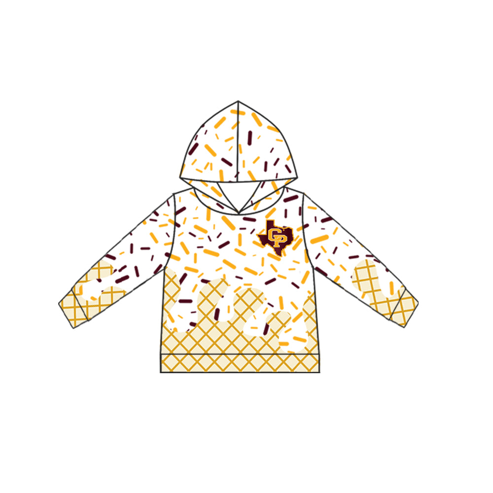 (Custom Design Preorder MOQ 5 Each Item) Team's Collinsville Sprinkles Print Hoodie Top Mom and Me Matching Clothes