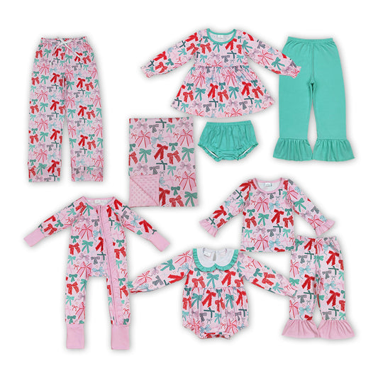 Colorful Bows Print Family Christmas Matching Clothes