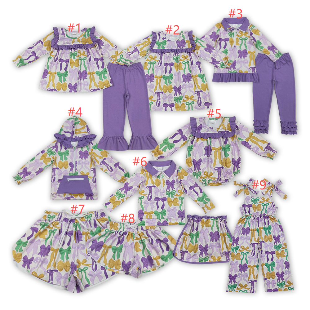 Colorful Bows Print Family Mardi Gras Matching Clothes