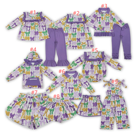 Colorful Bows Print Family Mardi Gras Matching Clothes