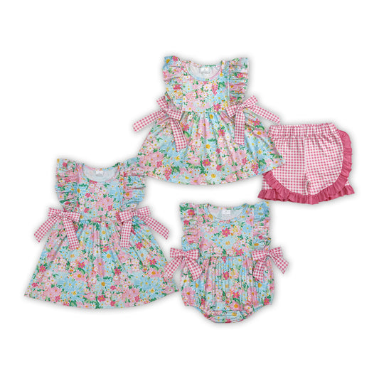 Colorful Flowers Print Sisters Summer Matching Clothes