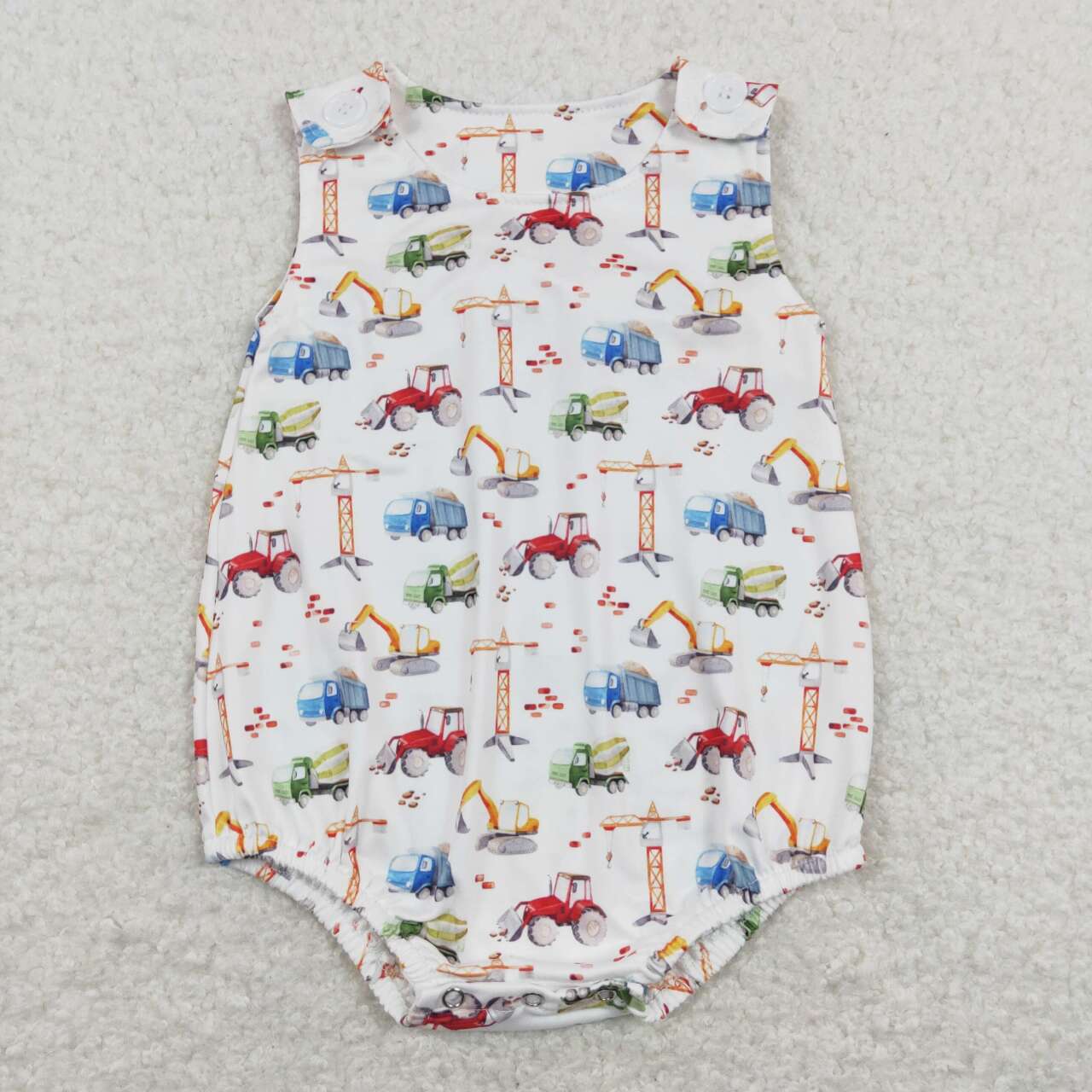 SR0602 Construction Print Baby Boys Summer Romper