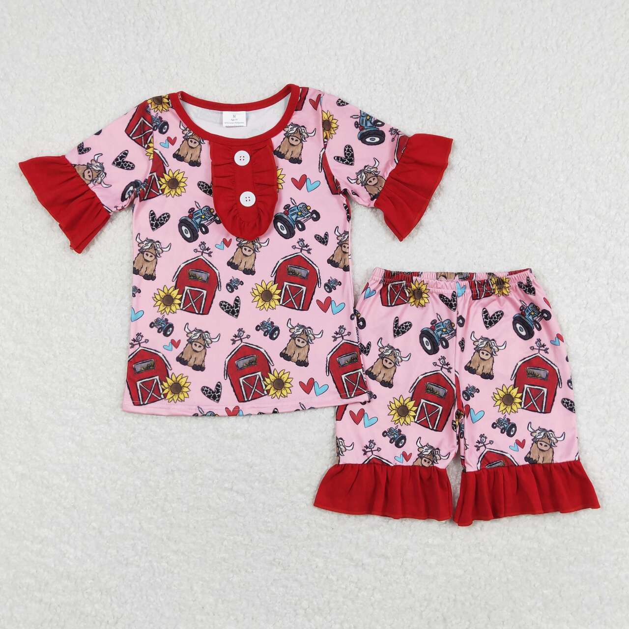 Farm Cow Sunflowers Print Sisters Summer Matching Clothes