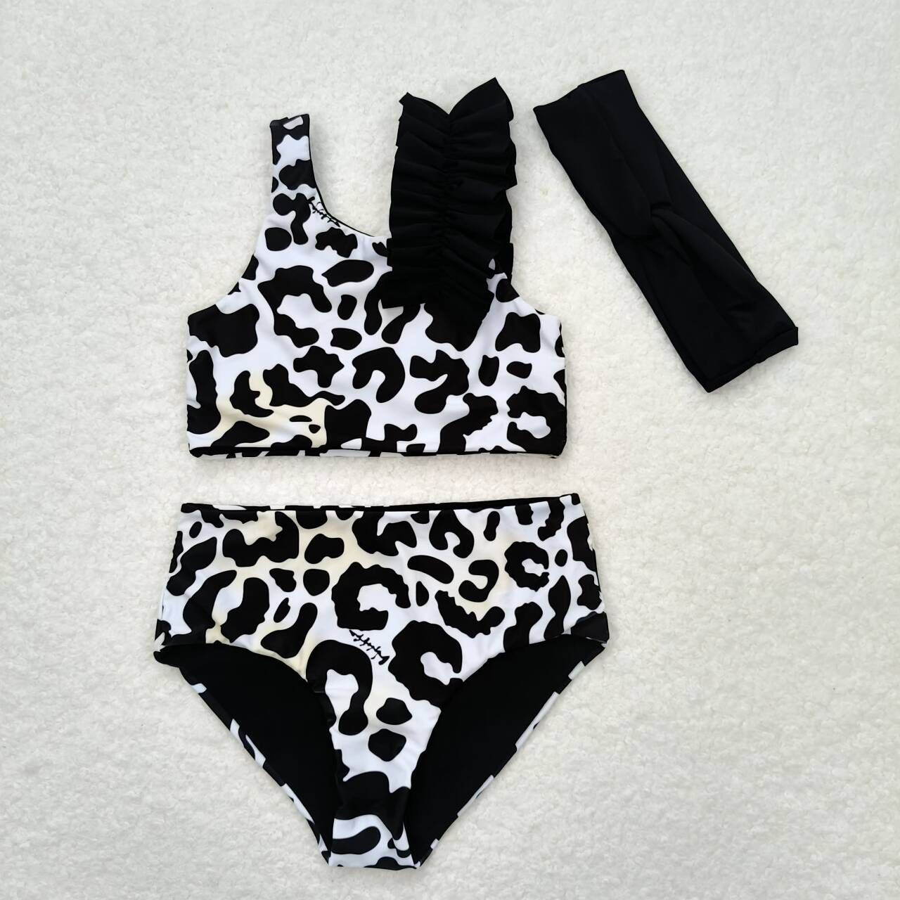 S0224 Cow Print 3 Pieces Girls Summer Swimsuits