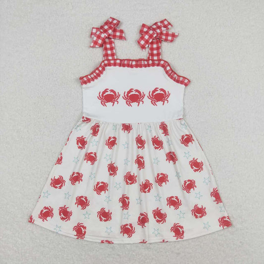 GSD0914 Crab Stars Print Girls Summer Knee Length Dress