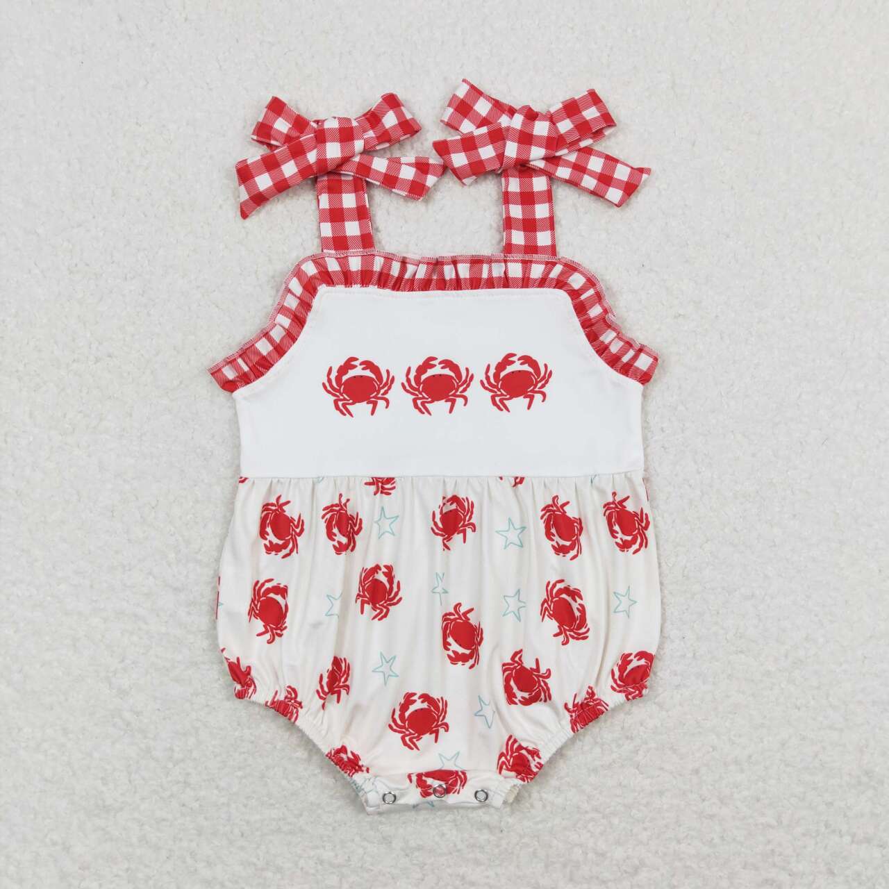 SR1185 Crab Print Strap Baby Girls Summer Romper