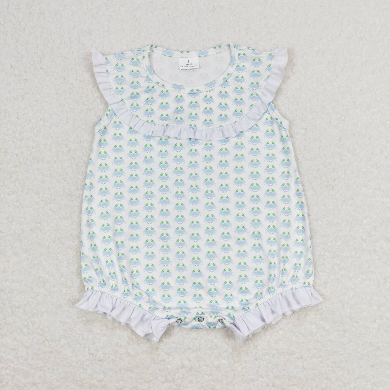 SR1435  Crab Print Baby Girls Summer Romper