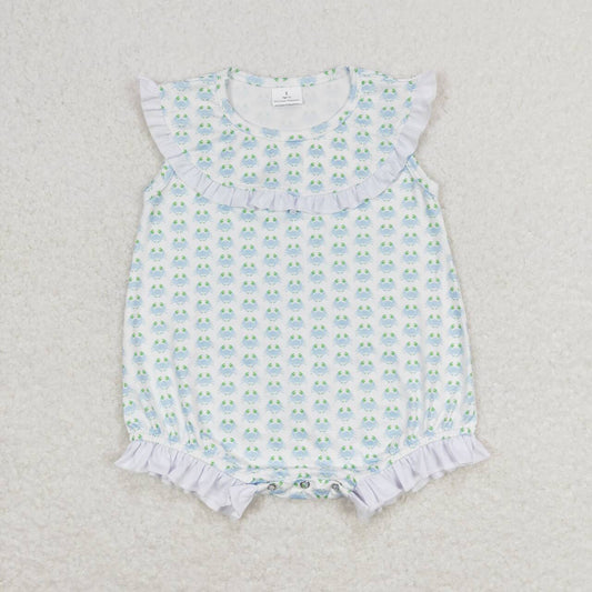 SR1435  Crab Print Baby Girls Summer Romper