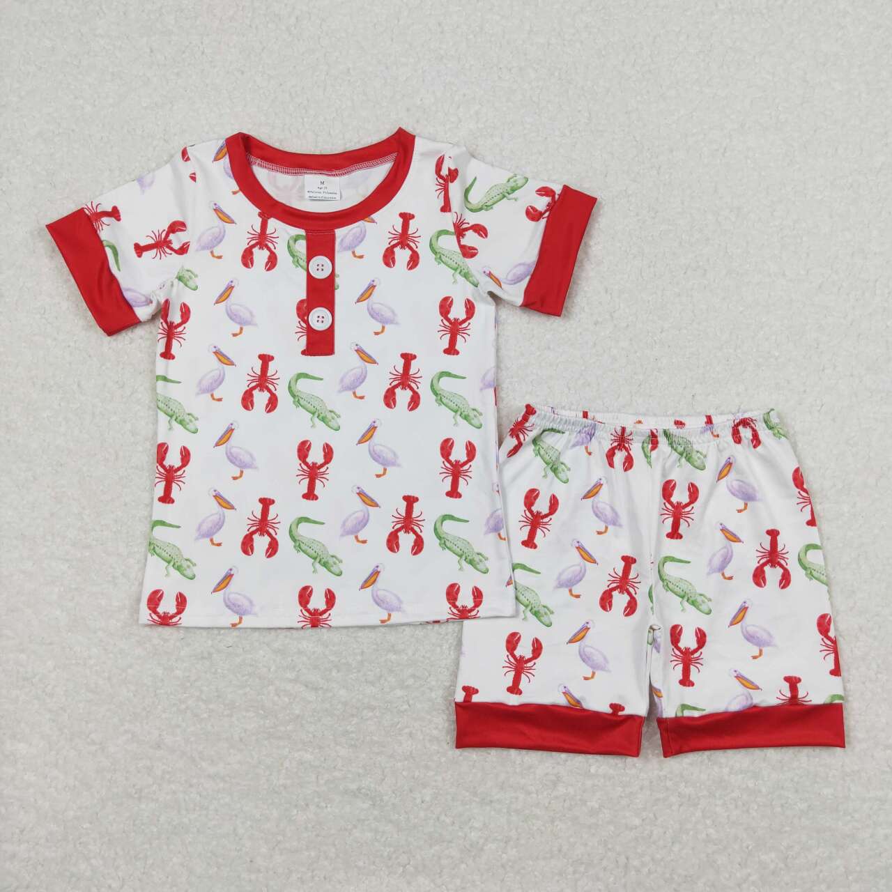 BSSO0643 Crayfish Print Boys Summer Pajamas Clothes Set