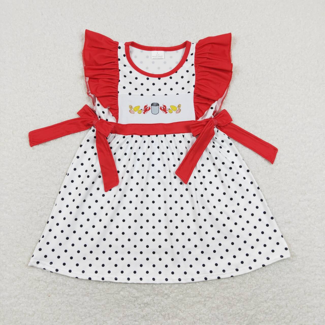 Crayfish Corn Potato Embroidery Dots Print Sisters Summer Matching Clothes