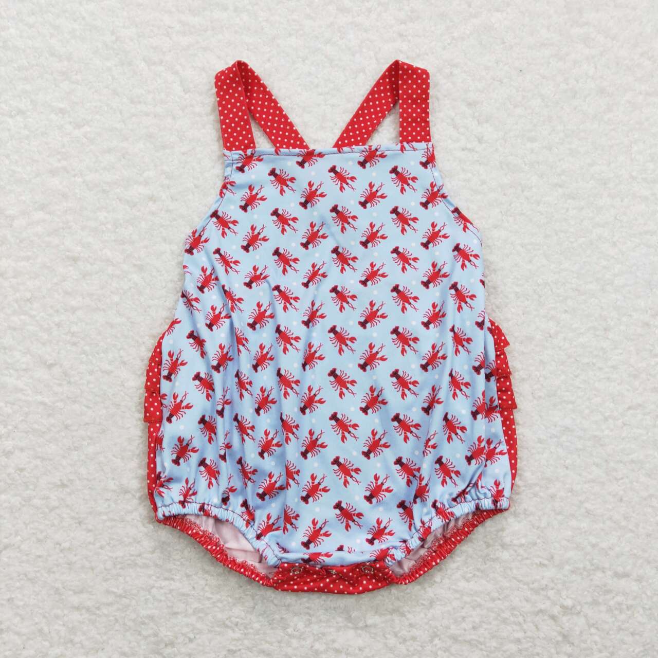 SR0745  Crayfish Print Baby Girls Summer Bubble Romper