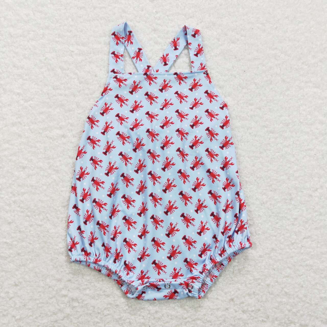Crayfish Print Sibling Summer Matching Bubble Romper Infant Clothes